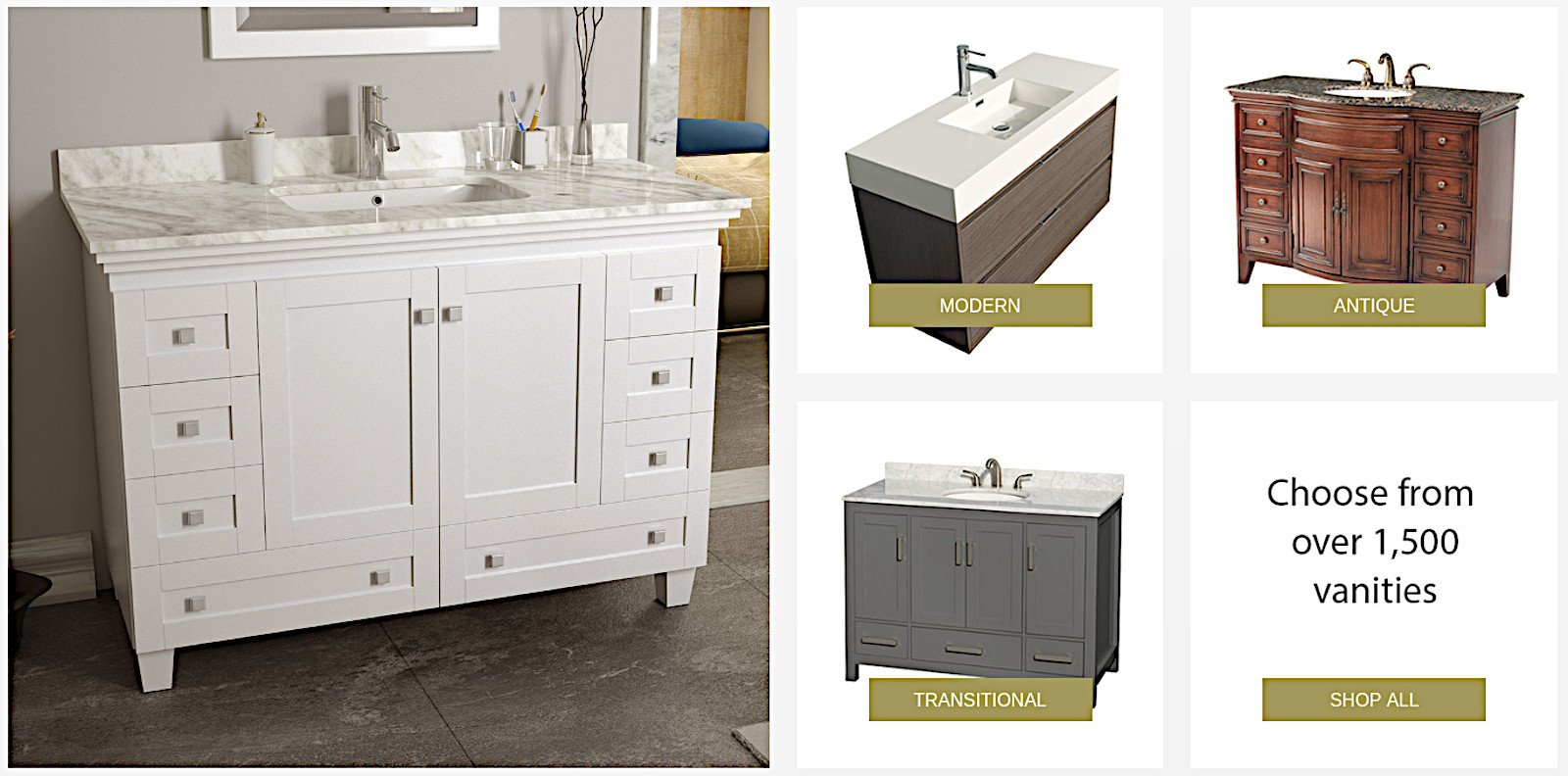 modern antique transitional vanities low-cost
